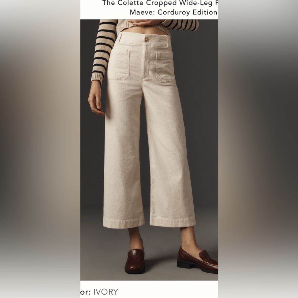 Maeve White Corduroy Pants